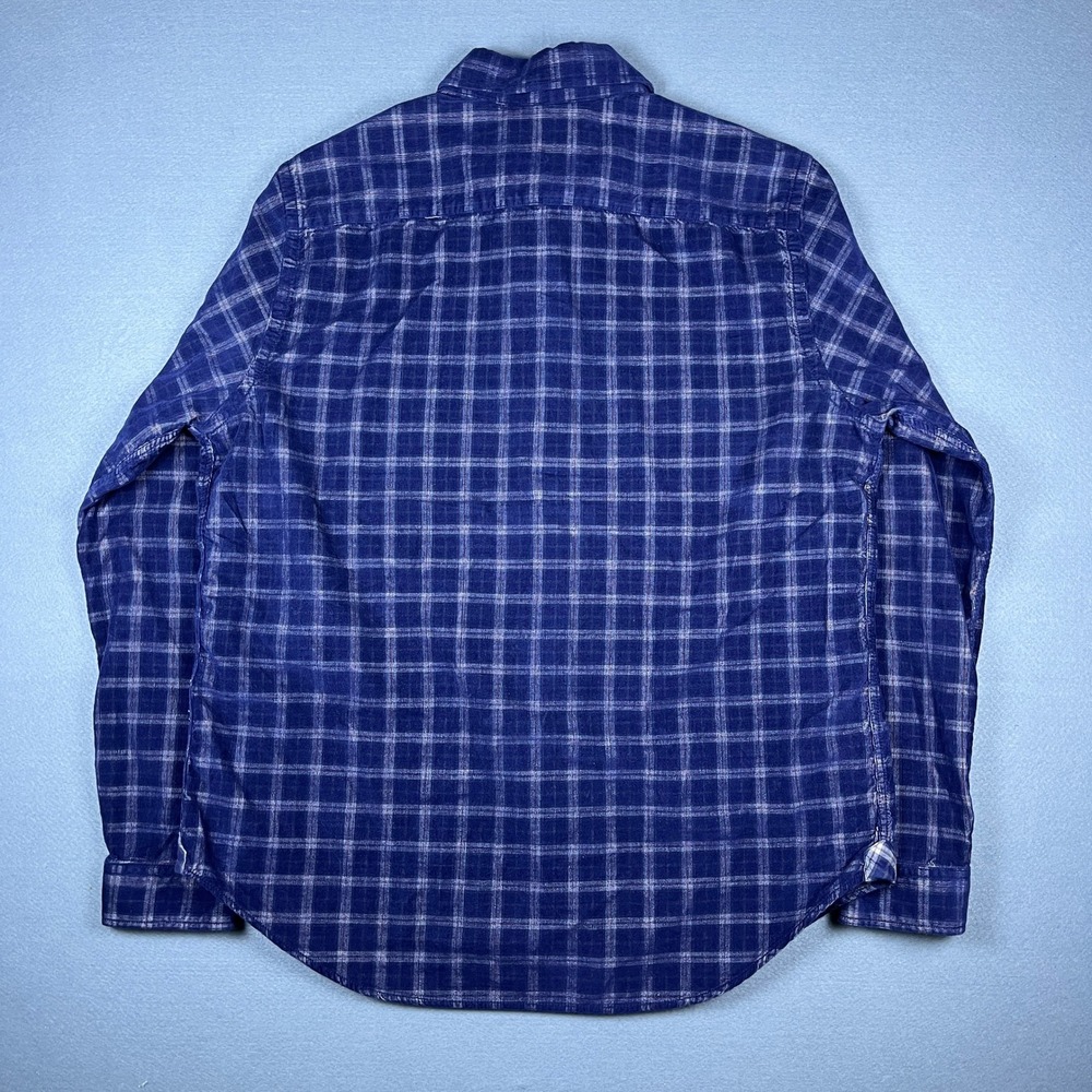 Robert Graham Mens Blue Plaid Corduroy Long Sleeve Button Down Shirt Classic L - Picture 5 of 8